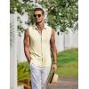 imageCOOFANDY Mens Summer Sleeveless Shirts Beach Knit Tank Top Button Up Casual Tank Shirt Vacation TopsCream