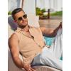 imageCOOFANDY Mens Summer Sleeveless Shirts Beach Knit Tank Top Button Up Casual Tank Shirt Vacation TopsLight Apricot