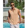 imageCOOFANDY Mens Summer Sleeveless Shirts Beach Knit Tank Top Button Up Casual Tank Shirt Vacation TopsLight Apricot