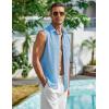 imageCOOFANDY Mens Summer Sleeveless Shirts Beach Knit Tank Top Button Up Casual Tank Shirt Vacation TopsLight Blue