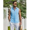 imageCOOFANDY Mens Summer Sleeveless Shirts Beach Knit Tank Top Button Up Casual Tank Shirt Vacation TopsLight Blue