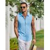imageCOOFANDY Mens Summer Sleeveless Shirts Beach Knit Tank Top Button Up Casual Tank Shirt Vacation TopsLight Blue