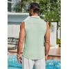 imageCOOFANDY Mens Summer Sleeveless Shirts Beach Knit Tank Top Button Up Casual Tank Shirt Vacation TopsLight Green