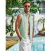 imageCOOFANDY Mens Summer Sleeveless Shirts Beach Knit Tank Top Button Up Casual Tank Shirt Vacation TopsLight Green