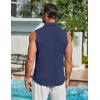 imageCOOFANDY Mens Summer Sleeveless Shirts Beach Knit Tank Top Button Up Casual Tank Shirt Vacation TopsNavy Blue