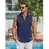 imageCOOFANDY Mens Summer Sleeveless Shirts Beach Knit Tank Top Button Up Casual Tank Shirt Vacation TopsNavy Blue