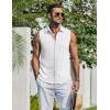 imageCOOFANDY Mens Summer Sleeveless Shirts Beach Knit Tank Top Button Up Casual Tank Shirt Vacation TopsWhite