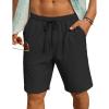 imageCOOFANDY Mens 7 inch Casual Shorts Drawstring Waist Lightweight Quick Dry Summer Beach Board Shorts with PocketsBlack