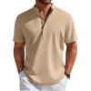 imageCOOFANDY Mens Henley Shirt Short Sleeve Casual TShirt Summer Beach Hippie Henley Tee ShirtKhaki