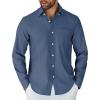 imageCOOFANDY Mens Long Sleeve Button Down Shirt Casual Untucked Shirts for Men Oxford Dress ShirtsDenim Blue
