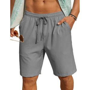 imageCOOFANDY Mens 7 inch Casual Shorts Drawstring Waist Lightweight Quick Dry Summer Beach Board Shorts with PocketsDark Grey