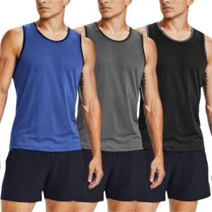 imageCOOFANDY Mens Athletic Running Tank Tops 3 Pack Sleeveless Workout Gym Shirts Muscle Tee Casual Beach T ShirtBlueGreyBlack