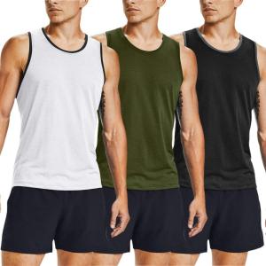 imageCOOFANDY Mens Athletic Running Tank Tops 3 Pack Sleeveless Workout Gym Shirts Muscle Tee Casual Beach T ShirtWhiteArmy GreenBlack