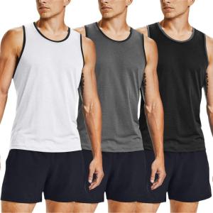 imageCOOFANDY Mens Athletic Running Tank Tops 3 Pack Sleeveless Workout Gym Shirts Muscle Tee Casual Beach T ShirtWhiteGreyBlack