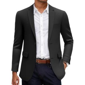 imageCOOFANDY Mens Linen Casual Blazer Slim Fit Sport Coat Two Button Summer Suit Jacket Lightweight Business Sport JacketBlack