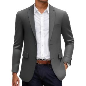 imageCOOFANDY Mens Linen Casual Blazer Slim Fit Sport Coat Two Button Summer Suit Jacket Lightweight Business Sport JacketDark Grey