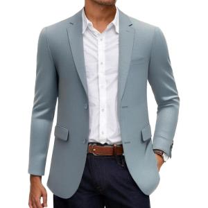 imageCOOFANDY Mens Linen Casual Blazer Slim Fit Sport Coat Two Button Summer Suit Jacket Lightweight Business Sport JacketDusty Blue