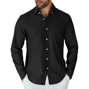 imageCOOFANDY Mens Long Sleeve Button Down Shirt Casual Untucked Shirts for Men Oxford Dress ShirtsBlack
