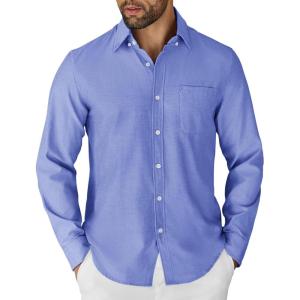 imageCOOFANDY Mens Long Sleeve Button Down Shirt Casual Untucked Shirts for Men Oxford Dress ShirtsBlue