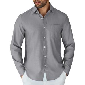 imageCOOFANDY Mens Long Sleeve Button Down Shirt Casual Untucked Shirts for Men Oxford Dress ShirtsGray