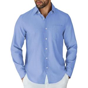 imageCOOFANDY Mens Long Sleeve Button Down Shirt Casual Untucked Shirts for Men Oxford Dress ShirtsLight Blue
