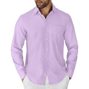 imageCOOFANDY Mens Long Sleeve Button Down Shirt Casual Untucked Shirts for Men Oxford Dress ShirtsPurple