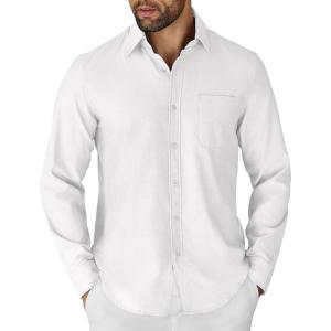 imageCOOFANDY Mens Long Sleeve Button Down Shirt Casual Untucked Shirts for Men Oxford Dress ShirtsWhite