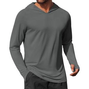 imageCOOFANDY Mens UPF 50 Hoodie Shirts Long Sleeve Rash Guard Sun Protection Fishing Shirts Lightweight Quick Dry HoodiesGray