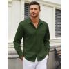 imageCOOFANDY Mens Long Sleeve Wrinkle Free Shirt Casual Button Down Shirts Stretch Dress Shirt with PocketArmy Green
