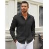 imageCOOFANDY Mens Long Sleeve Wrinkle Free Shirt Casual Button Down Shirts Stretch Dress Shirt with PocketBlack