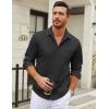 imageCOOFANDY Mens Long Sleeve Wrinkle Free Shirt Casual Button Down Shirts Stretch Dress Shirt with PocketBlack