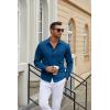 imageCOOFANDY Mens Long Sleeve Wrinkle Free Shirt Casual Button Down Shirts Stretch Dress Shirt with PocketDark Blue