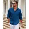 imageCOOFANDY Mens Long Sleeve Wrinkle Free Shirt Casual Button Down Shirts Stretch Dress Shirt with PocketDark Blue