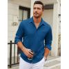 imageCOOFANDY Mens Long Sleeve Wrinkle Free Shirt Casual Button Down Shirts Stretch Dress Shirt with PocketDark Blue