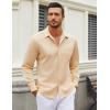 imageCOOFANDY Mens Long Sleeve Wrinkle Free Shirt Casual Button Down Shirts Stretch Dress Shirt with PocketKhaki