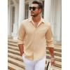 imageCOOFANDY Mens Long Sleeve Wrinkle Free Shirt Casual Button Down Shirts Stretch Dress Shirt with PocketKhaki