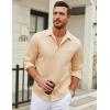 imageCOOFANDY Mens Long Sleeve Wrinkle Free Shirt Casual Button Down Shirts Stretch Dress Shirt with PocketKhaki