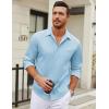 imageCOOFANDY Mens Long Sleeve Wrinkle Free Shirt Casual Button Down Shirts Stretch Dress Shirt with PocketLight Blue