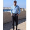 imageCOOFANDY Mens Long Sleeve Wrinkle Free Shirt Casual Button Down Shirts Stretch Dress Shirt with PocketLight Blue