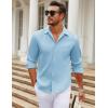 imageCOOFANDY Mens Long Sleeve Wrinkle Free Shirt Casual Button Down Shirts Stretch Dress Shirt with PocketLight Blue
