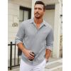 imageCOOFANDY Mens Long Sleeve Wrinkle Free Shirt Casual Button Down Shirts Stretch Dress Shirt with PocketLight Grey