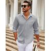 imageCOOFANDY Mens Long Sleeve Wrinkle Free Shirt Casual Button Down Shirts Stretch Dress Shirt with PocketLight Grey
