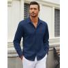 imageCOOFANDY Mens Long Sleeve Wrinkle Free Shirt Casual Button Down Shirts Stretch Dress Shirt with PocketNavy Blue