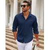 imageCOOFANDY Mens Long Sleeve Wrinkle Free Shirt Casual Button Down Shirts Stretch Dress Shirt with PocketNavy Blue