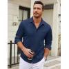 imageCOOFANDY Mens Long Sleeve Wrinkle Free Shirt Casual Button Down Shirts Stretch Dress Shirt with PocketNavy Blue