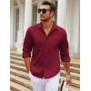 imageCOOFANDY Mens Long Sleeve Wrinkle Free Shirt Casual Button Down Shirts Stretch Dress Shirt with PocketWine Red