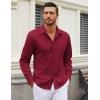 imageCOOFANDY Mens Long Sleeve Wrinkle Free Shirt Casual Button Down Shirts Stretch Dress Shirt with PocketWine Red