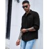 imageCOOFANDY Mens Waffle Button Down Shirts Casual Long Sleeve Shacket Jacket with PocketsBlack