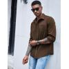 imageCOOFANDY Mens Waffle Button Down Shirts Casual Long Sleeve Shacket Jacket with PocketsBrown