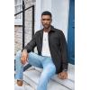 imageCOOFANDY Mens Waffle Button Down Shirts Casual Long Sleeve Shacket Jacket with PocketsDark Gray